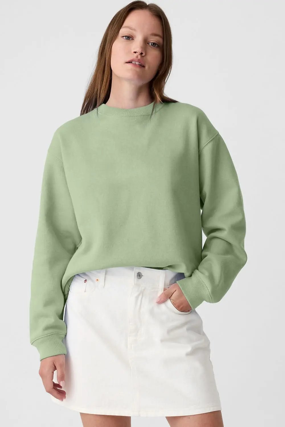 Smoke green drop shoulder sweatshirt - Love Salve
